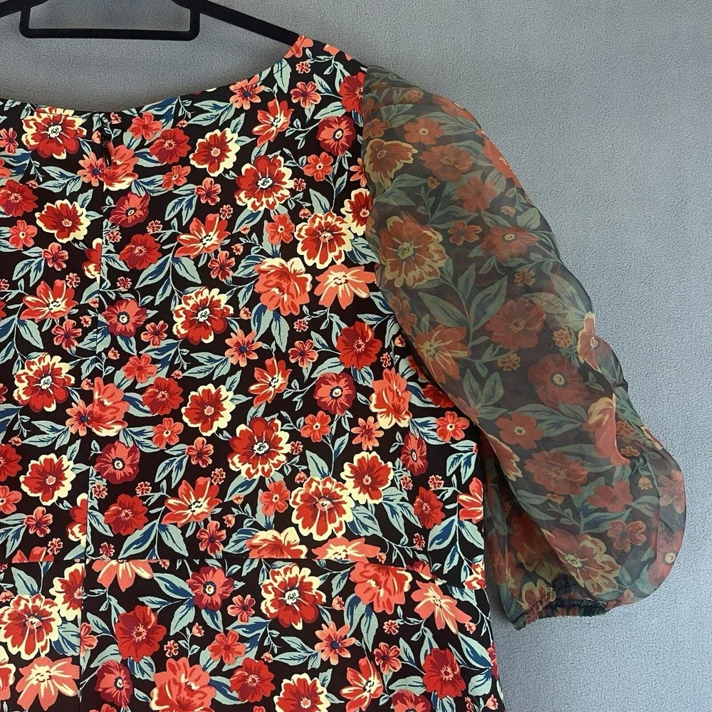 Torrid Mini Scuba‎ Crepe Organza High Neck Puff Sleeve Dress Women Size 26